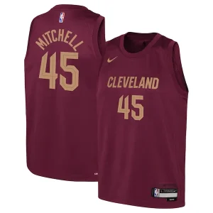 Carino Duraturo Moderno Donovan Mitchell Cleveland Cavaliers Nike Youth Swingman Jersey Icon Edition Wine per i Fan Veri