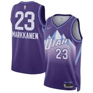 Trendy Elegante Delizioso Lauri Markkanen Utah Jazz Nike Unisex 2024/25 Swingman Player Jersey City Edition Purple per i Fan Veri