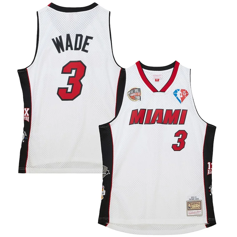 Raffinato Dwyane Wade Miami Heat Unisex Hall of Fame Class of 2023 Throwback Swingman Jersey White per i Fan Veri