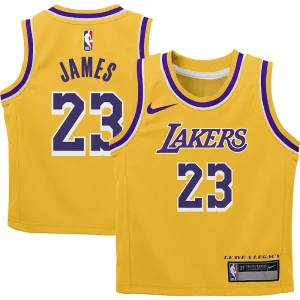 Stupendo LeBron James Los Angeles Lakers Nike Preschool Dri FIT Swingman Player Jersey Icon Edition Gold per i Fan Veri
