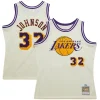 Comodo Bellissimo Stupendo Magic Johnson Los Angeles Lakers Chainstitch Swingman Jersey Cream per i Fan Veri