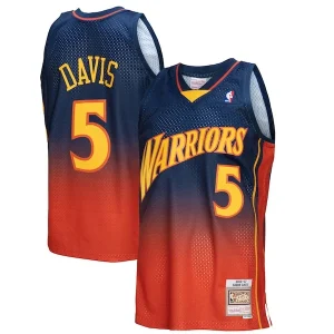 Moderno Gorgeous Baron Davis Golden State Warriors 2006/07 Hardwood Classics Fadeaway Swingman Player Jersey Navy/Orange per i Fan Veri