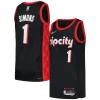Versatile Anfernee Simons Portland Trail Blazers Nike Swingman Player Jersey City Edition Black/Red per i Fan Veri