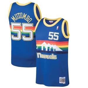 Versatile Bellissimo Eccezionale Dikembe Mutombo Denver Nuggets 1991/92 Hardwood Classics Swingman Jersey Blue per i Fan Veri