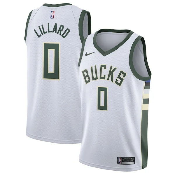 Classico Fascinante Carino Damian Lillard Milwaukee Bucks Nike Unisex Swingman Player Jersey Association Edition White per i Fan Veri