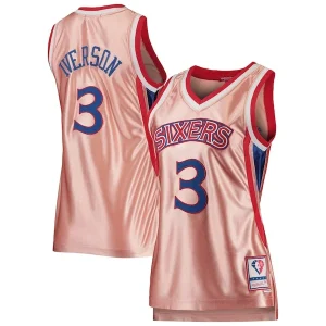 Delizioso Robusto Allen Iverson Philadelphia 76ers Women's 75th Anniversary Rose Gold 1996 Swingman Jersey Pink per i Fan Veri