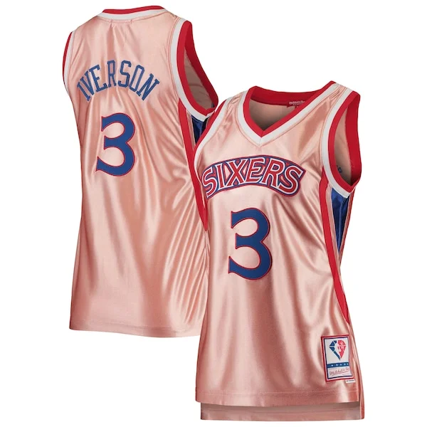 Delizioso Robusto Allen Iverson Philadelphia 76ers Women's 75th Anniversary Rose Gold 1996 Swingman Jersey Pink per i Fan Veri