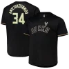 Raffinato Giannis Antetokounmpo Milwaukee Bucks Profile Big & Tall Name & Number Button Up Jersey Black per i Fan Veri