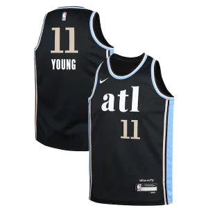 Splendido Elegante Lussuoso Trae Young Atlanta Hawks Nike Youth Swingman Replica Jersey City Edition Black per i Fan Veri