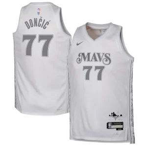 Cool Classico Moderno Luka Dončić Dallas Mavericks Nike Youth 2024/25 Swingman Player Jersey City Edition White per i Fan Veri