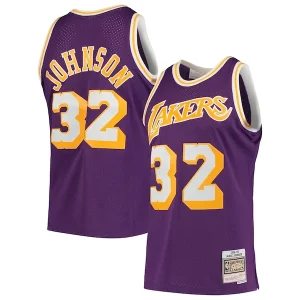 Bellissimo Magic Johnson Los Angeles Lakers 1984/85 Hardwood Classics Swingman Jersey Purple/Gold per i Fan Veri