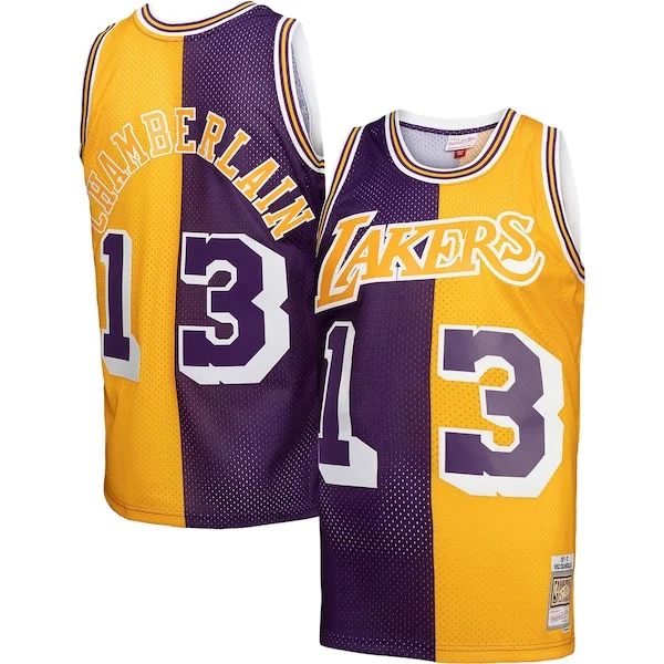Pratico Duraturo Splendido Wilt Chamberlain Los Angeles Lakers Hardwood Classics 1971/72 Split Swingman Jersey Purple/Gold per i Fan Veri