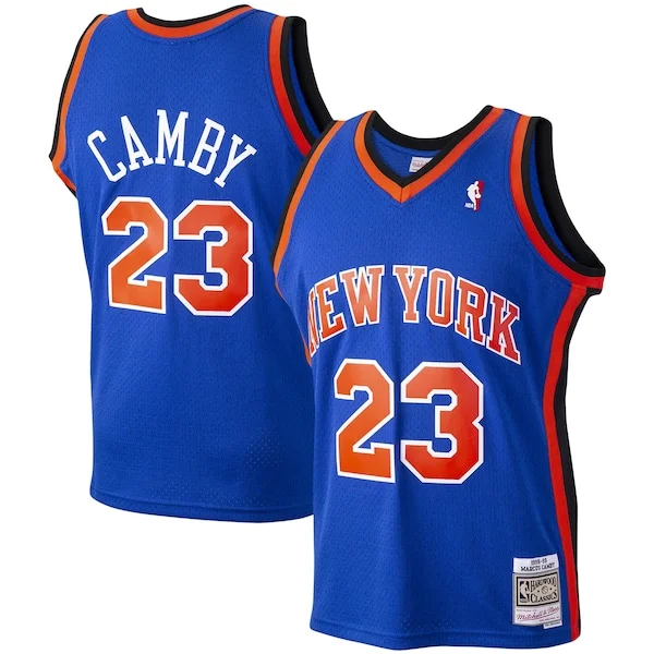Gorgeous Classico Delizioso Marcus Camby New York Knicks 1998/99 Hardwood Classics Swingman Jersey Blue per i Fan Veri