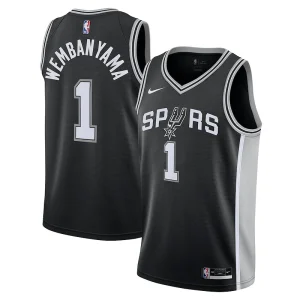 Pratico Raffinato Elegante Victor Wembanyama San Antonio Spurs Nike Youth 2023 NBA Draft First Round Pick Swingman Jersey Icon Edition Black per i Fan Veri