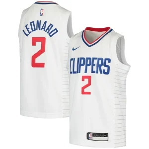 Eccezionale Kawhi Leonard LA Clippers Nike Youth 2020/21 Swingman Jersey Association Edition White/Royal per i Fan Veri