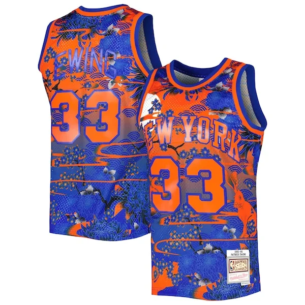 Robusto Fascinante Patrick Ewing New York Knicks 1985/86 Hardwood Classics Lunar New Year Swingman Jersey Blue per i Fan Veri