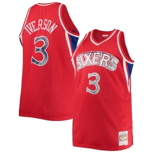 Comodo Ottimo Fantastico Allen Iverson Philadelphia 76ers Big & Tall 1996/97 NBA 75th Anniversary Diamond Swingman Jersey Red per i Fan Veri
