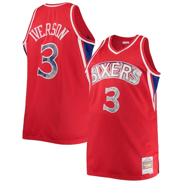 Comodo Ottimo Fantastico Allen Iverson Philadelphia 76ers Big & Tall 1996/97 NBA 75th Anniversary Diamond Swingman Jersey Red per i Fan Veri