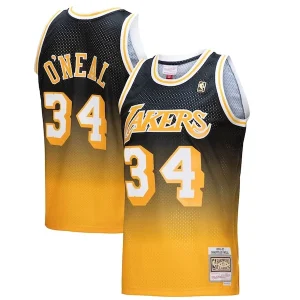Classico Shaquille O'Neal Los Angeles Lakers 1996/97 Hardwood Classics Fadeaway Swingman Player Jersey Gold/Black per i Fan Veri