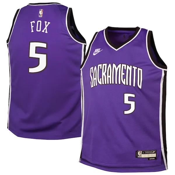 Lussuoso Elegante Resistente De'Aaron Fox Sacramento Kings Nike Youth 2024/25 Swingman Jersey Purple Classic Edition per i Fan Veri