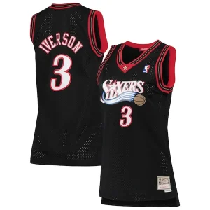 Fantastico Splendido Allen Iverson Philadelphia 76ers Women's 2000/01 Hardwood Classics Swingman Jersey Black per i Fan Veri