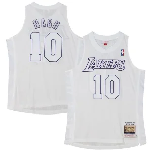 Eccezionale Fantastico Magnifico Steve Nash Los Angeles Lakers 2012 Authentic Player Jersey White per i Fan Veri