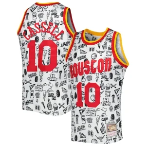 Magnifico Raffinato Sam Cassell Houston Rockets 1993/94 Hardwood Classics Doodle Swingman Jersey White per i Fan Veri