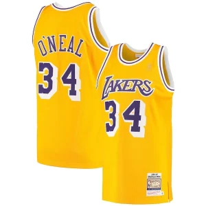 Prestigioso Fascinante Stupendo Shaquille O'Neal Los Angeles Lakers 1996/97 Hardwood Classics Authentic Jersey Gold per i Fan Veri