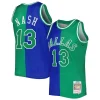 Elegante Steve Nash Dallas Mavericks Hardwood Classics 1998/99 Split Swingman Jersey Blue/Green per i Fan Veri