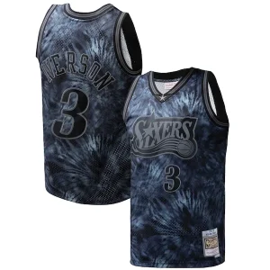 Incantevole Allen Iverson Philadelphia 76ers Hardwood Classics 1997/98 Tie Dye Swingman Jersey Black per i Fan Veri