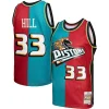 Trendy Grant Hill Detroit Pistons Hardwood Classics 1999/00 Split Swingman Jersey Teal/Red per i Fan Veri