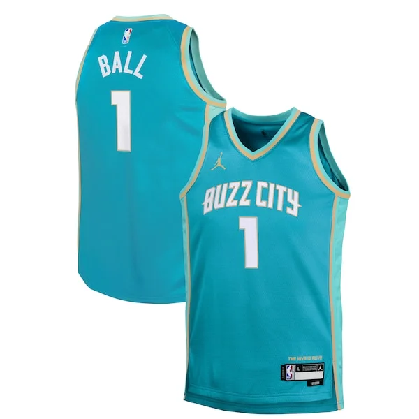 Attraente Comodo Prestigioso LaMelo Ball Charlotte Hornets Jordan Brand Youth Swingman Replica Jersey City Edition Teal per i Fan Veri