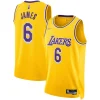 Comodo LeBron James Los Angeles Lakers Nike 2021/22 Diamond Swingman Jersey Icon Edition Gold per i Fan Veri