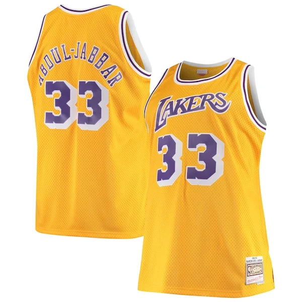Gorgeous Lussuoso Accattivante Kareem Abdul Jabbar Los Angeles Lakers 1984/85 Big & Tall Hardwood Classics Swingman Jersey Gold per i Fan Veri