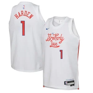 Stupendo Raffinato Duraturo James Harden Philadelphia 76ers Nike Youth 2022/23 Swingman Jersey City Edition White per i Fan Veri