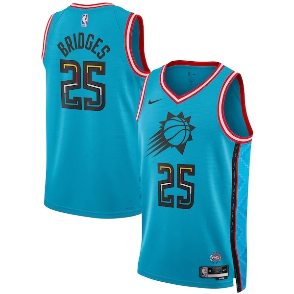 Versatile Prestigioso Mikal Bridges Phoenix Suns Nike Unisex 2022/23 Swingman Jersey City Edition Turquoise per i Fan Veri