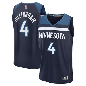 Fantastico Rob Dillingham Minnesota Timberwolves Youth 2024 NBA Draft Fast Break Player Jersey Icon Edition Navy per i Fan Veri