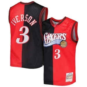Carino Elegante Allen Iverson Philadelphia 76ers Hardwood Classics 2000/01 Split Swingman Jersey Black/Red per i Fan Veri