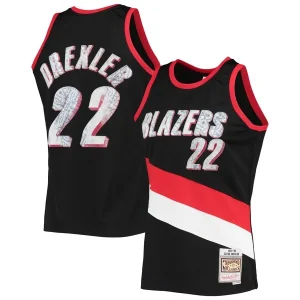 Raffinato Stupendo Clyde Drexler Portland Trail Blazers 1991/92 Hardwood Classics NBA 75th Anniversary Diamond Swingman Jersey Black per i Fan Veri