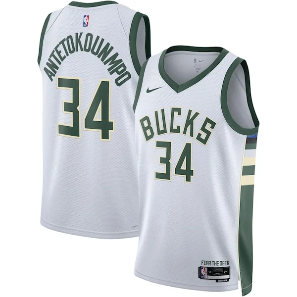 Prestigioso Eccezionale Fantastico Giannis Antetokounmpo Milwaukee Bucks Nike Unisex Swingman Jersey Association Edition White/Hunter Green per i Fan Veri