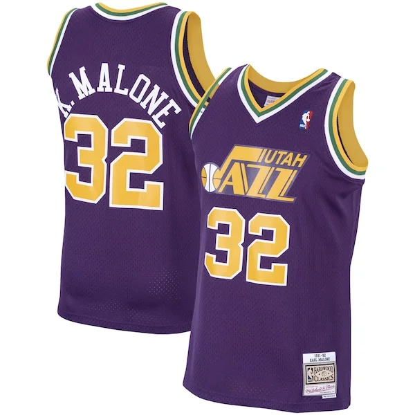 Attraente Karl Malone Utah Jazz 1991/92 Hardwood Classics Swingman Jersey Purple per i Fan Veri