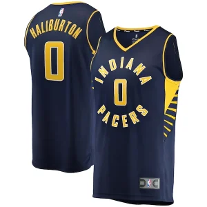 Incantevole Tyrese Haliburton Indiana Pacers Fast Break Replica Jersey Icon Edition Navy per i Fan Veri