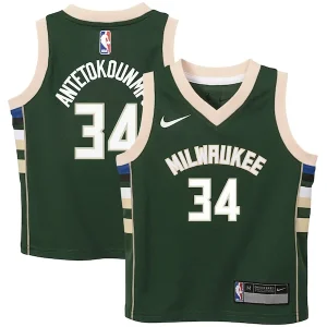 Fascinante Giannis Antetokounmpo Milwaukee Bucks Nike Preschool Swingman Player Jersey Icon Edition Hunter Green per i Fan Veri