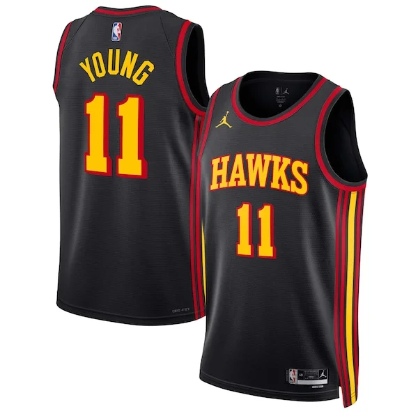 Magnifico Trae Young Atlanta Hawks Jordan Brand Unisex Swingman Jersey Statement Edition Black per i Fan Veri
