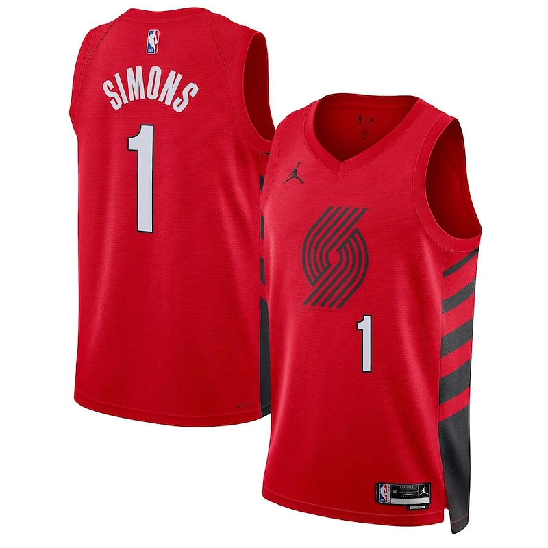 Accattivante Magnifico Moderno Anfernee Simons Portland Trail Blazers Jordan Brand Unisex Swingman Jersey Statement Edition Red per i Fan Veri