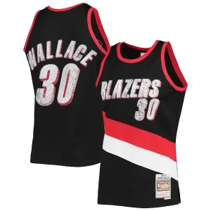 Prestigioso Resistente Trendy Rasheed Wallace Portland Trail Blazers 1999/00 Hardwood Classics NBA 75th Anniversary Diamond Swingman Jersey Black per i Fan Veri