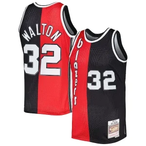 Comodo Bill Walton Portland Trail Blazers Hardwood Classics 1976/77 Split Swingman Jersey Red/Black per i Fan Veri