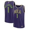 Prestigioso Zion Williamson New Orleans Pelicans 2024/25 Fast Break Player Jersey City Edition Purple per i Fan Veri