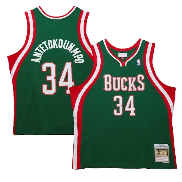 Robusto Trendy Giannis Antetokounmpo Milwaukee Bucks 2013/14 Hardwood Classics Swingman Jersey Hunter Green per i Fan Veri