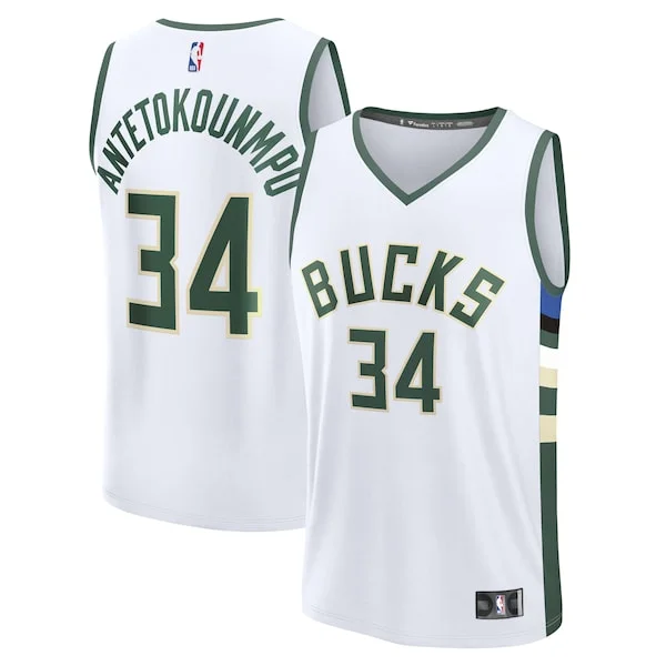 Ottimo Comodo Fascinante Giannis Antetokounmpo Milwaukee Bucks Fast Break Replica Player Jersey Association Edition White per i Fan Veri